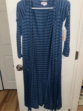 LuLaRoe Blue Striped Long Duster Cardigan